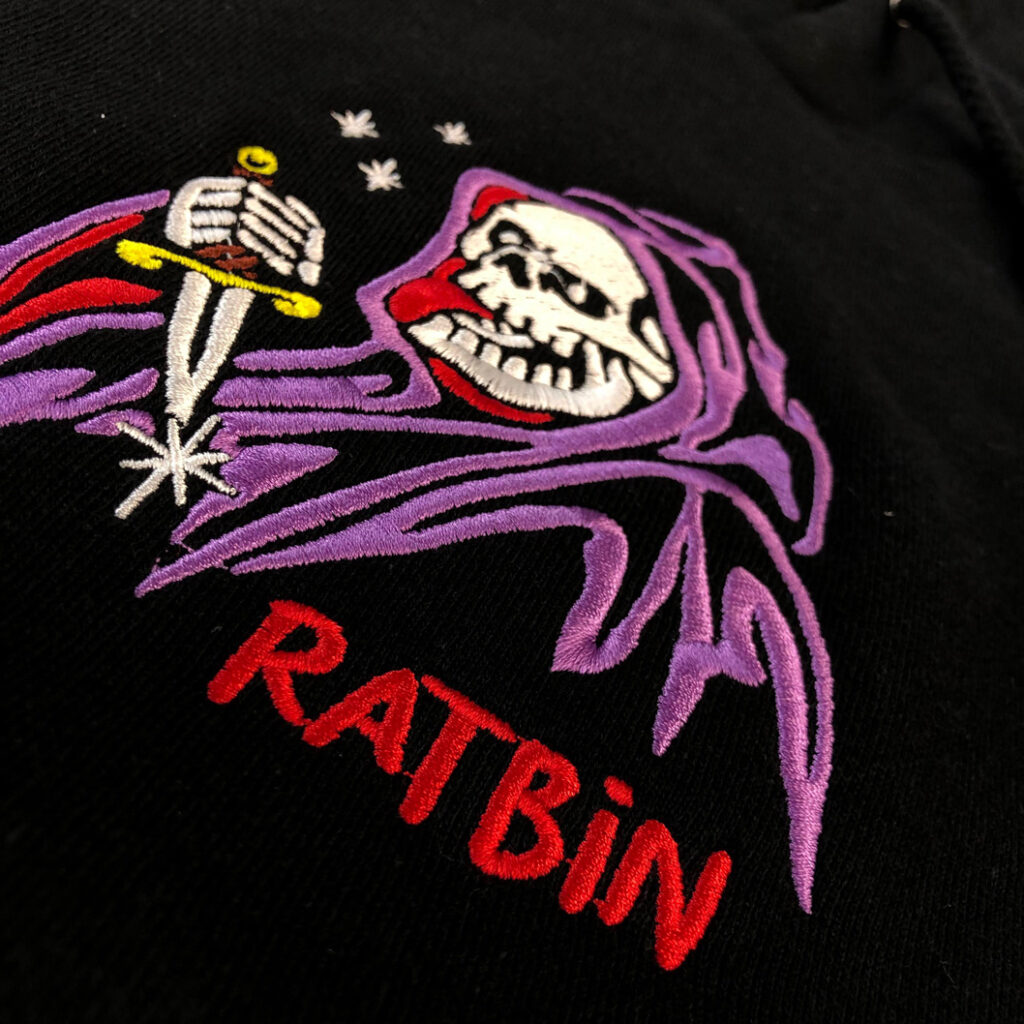 ratbin-character-flat-embroidery-on-hoodie-orange-county